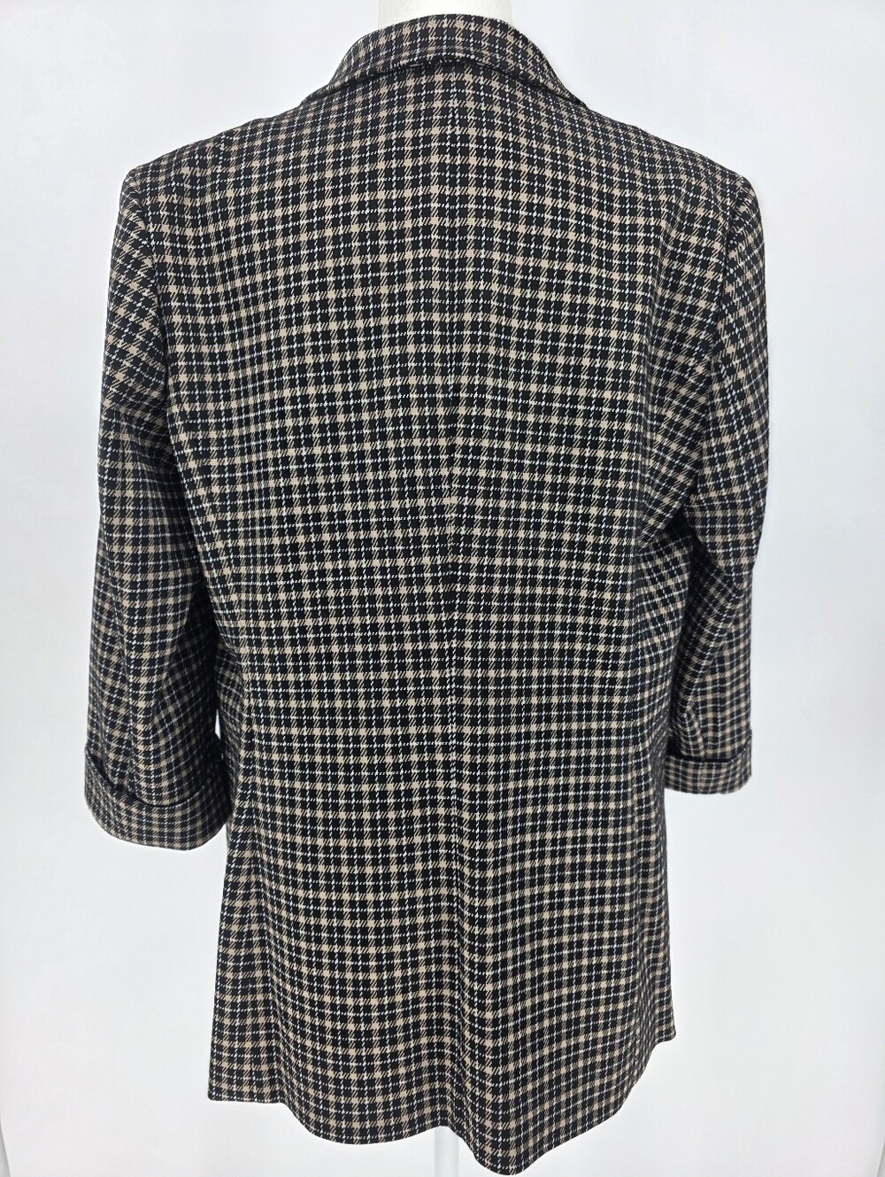 Black Label by Evan-Picone Houndstooth Open Front Blazer Jacket M - Picture 3 of 10